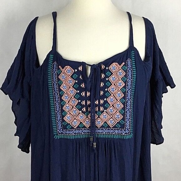 Luxology Embroidered Cold Shoulder Tunic Dress - Boho/Southwest - Picture 6 of 6